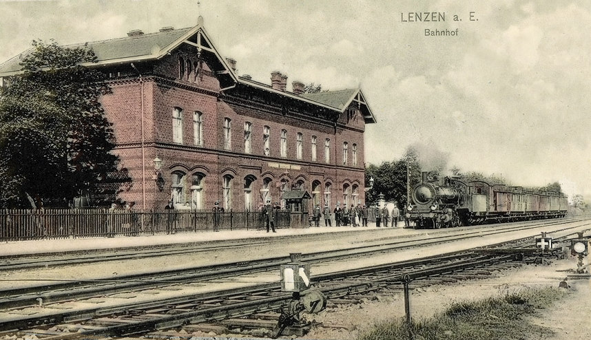 Bahnhof Lenzen Elbe, Ansichtskarte 1907